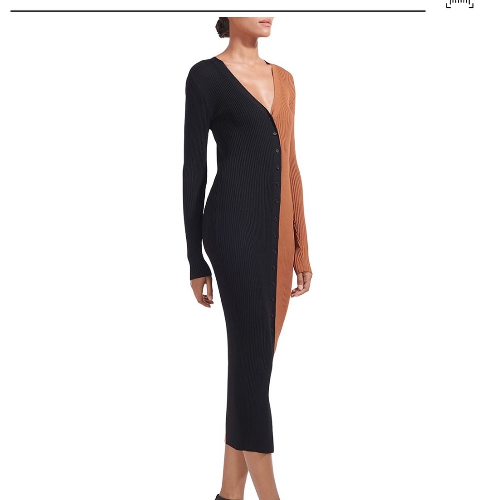 Staud shoko ribbed seater dress size large.
